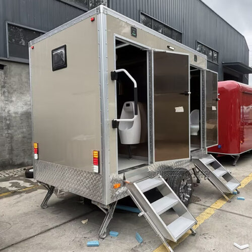 10FT Light beige-gray 2-Station Portable Toilet Trailer