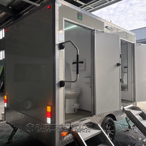 10FT White 2‑Station Luxury Portable Toilet Trailer