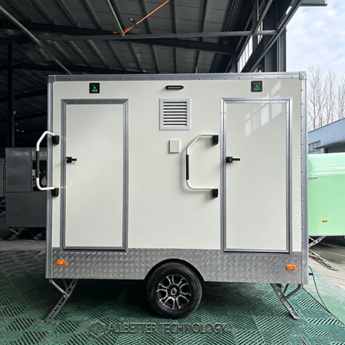 10FT White 2‑Station Luxury Portable Toilet Trailer