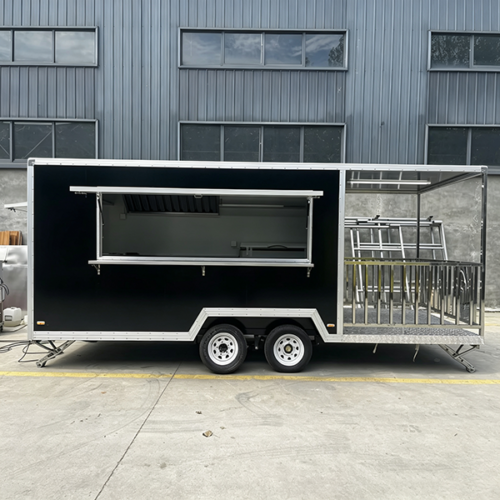 18FT Black Square Food Trailer with Fence
