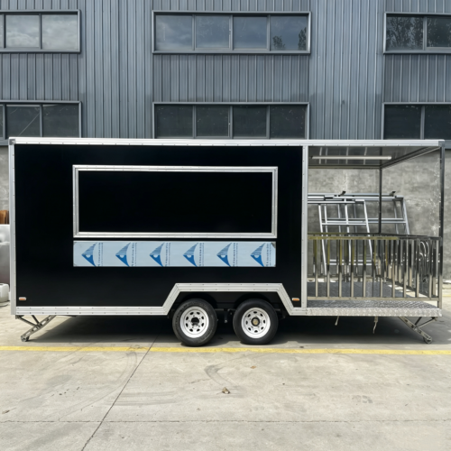 18FT Black Square Food Trailer with Fence